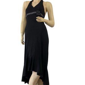 Vintage 90s City Triangles Little Black Halter Neck Dress Size Medium USA EUC